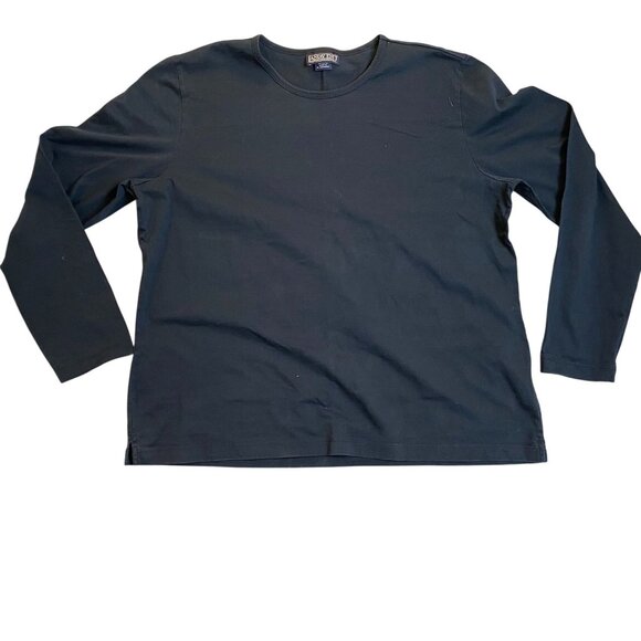 Lands End Women's Shirt XL 18-20 Black Long Sleeve Cotton Regular - Picture 1 of 8